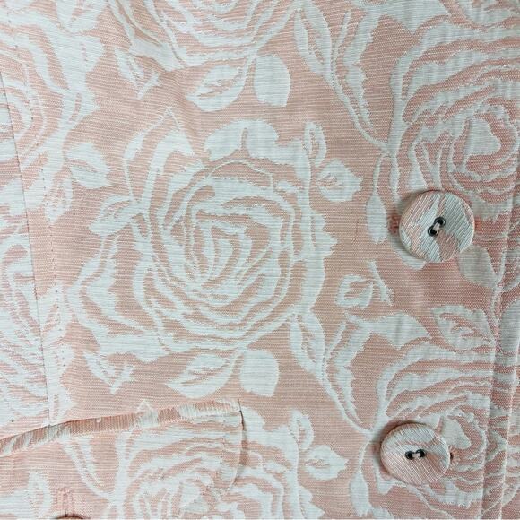 Liz Claiborne peach pink white floral rose tapestry office blazer jacket 8 - Picture 5 of 7